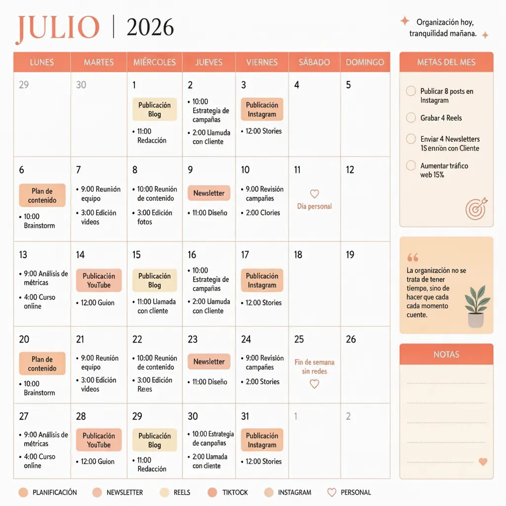 calendario del mes